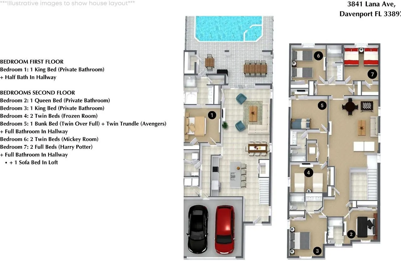 7 Bedrooms- 5,5 Baths- Windsor Island 3841 La Davenport 0*,